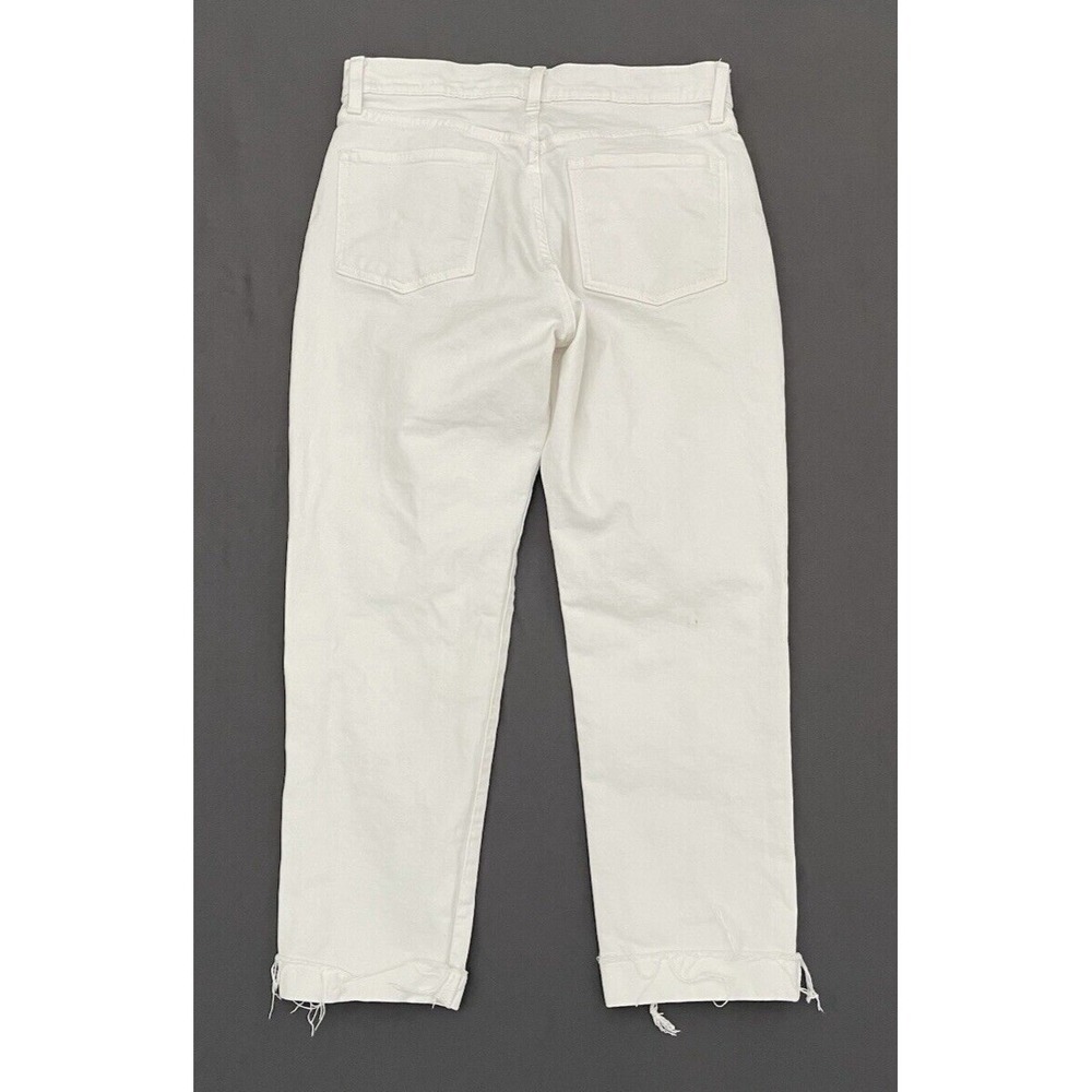 GAP Girlfriend Womens Size 6 Short Mid Rise White Raw Hem Jeans - Picture 7 of 14